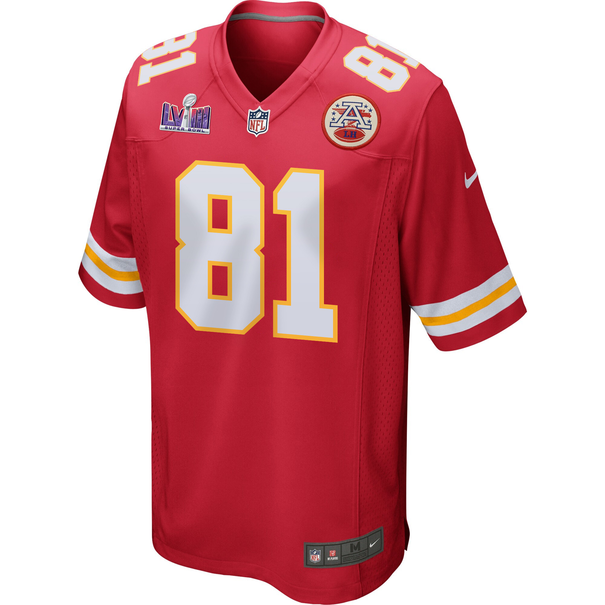Alternative view of Blake Bell 81 Kansas City Chiefs Super Bowl LVIII Patch Game Men Jersey - Red JS1966 nicesnker