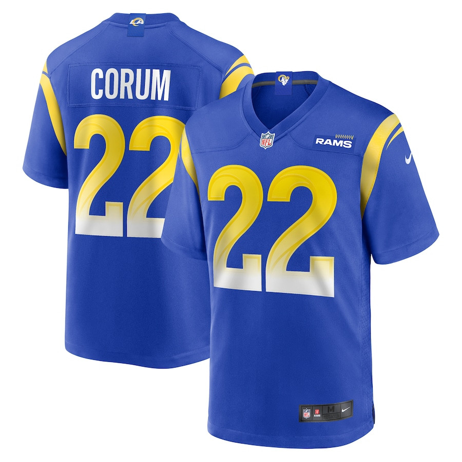 Blake Corum 22 Los Angeles Rams 2024 NFL Draft Game Jersey - Royal JS4376 nicesnker