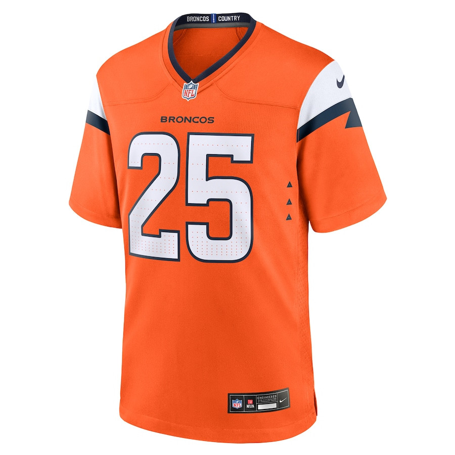 Alternative view of Blake Watson 25 Denver Broncos Team Game Men Jersey - Orange JS8075 nicesnker