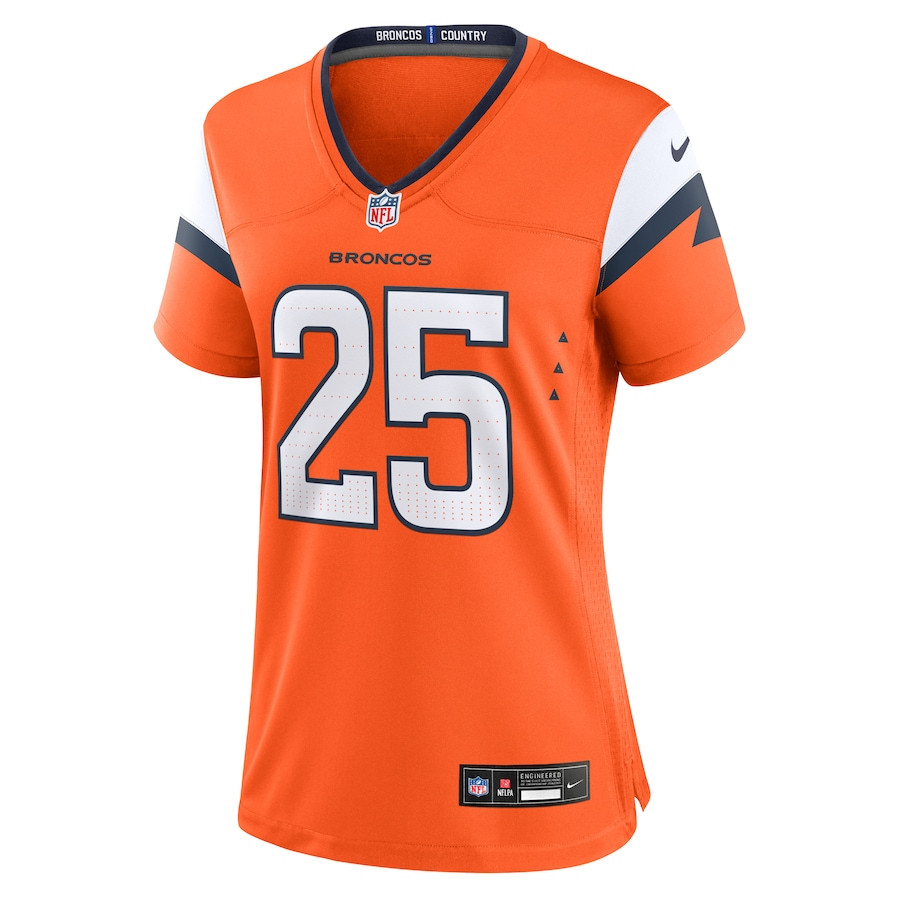 Alternative view of Blake Watson 25 Denver Broncos Women's Team Game Jersey - Orange JS1801 nicesnker