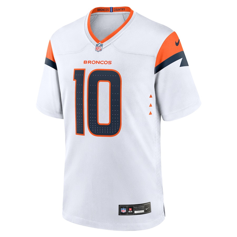 Alternative view of Bo Nix 10 Denver Broncos Game Men Jersey - White JS6517 nicesnker