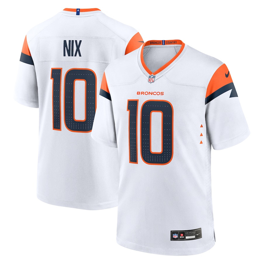 Bo Nix 10 Denver Broncos Game Men Jersey - White JS6517 nicesnker