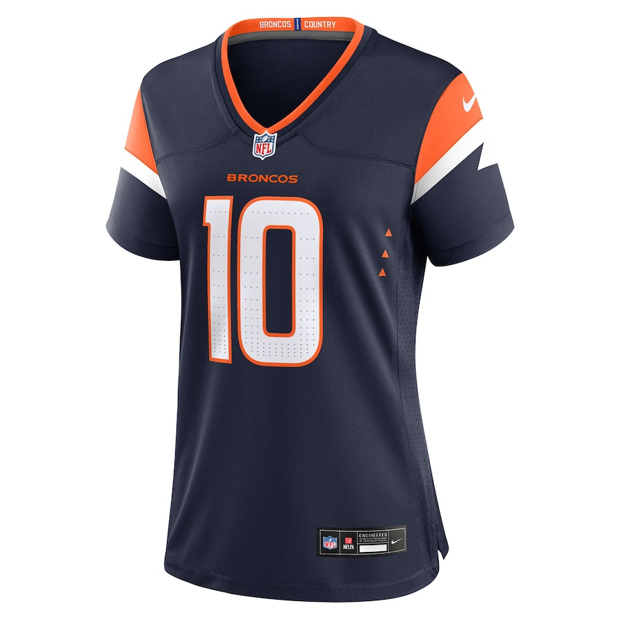 Alternative view of Bo Nix 10 Denver Broncos Women's Alternate Game Jersey - Navy JS8903 nicesnker