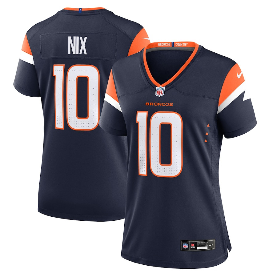 Bo Nix 10 Denver Broncos Women's Alternate Game Jersey - Navy JS8903 nicesnker