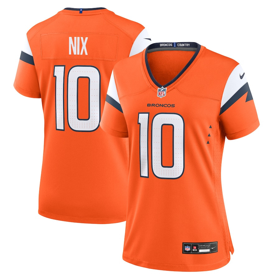 Bo Nix 10 Denver Broncos Women's Game Jersey - Orange JS6503 nicesnker