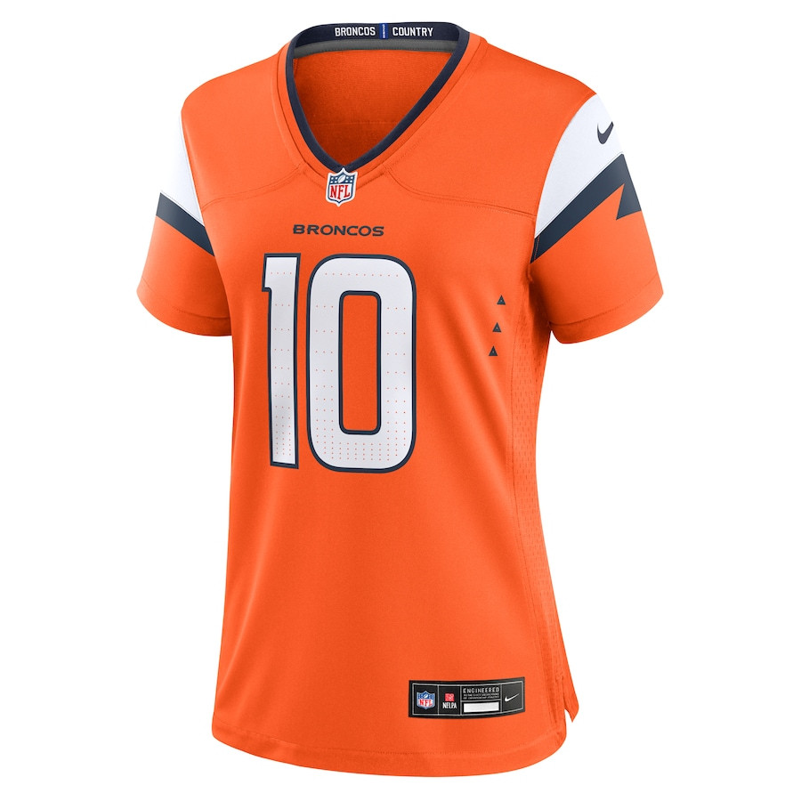 Alternative view of Bo Nix 10 Denver Broncos Women's Game Jersey - Orange JS6503 nicesnker