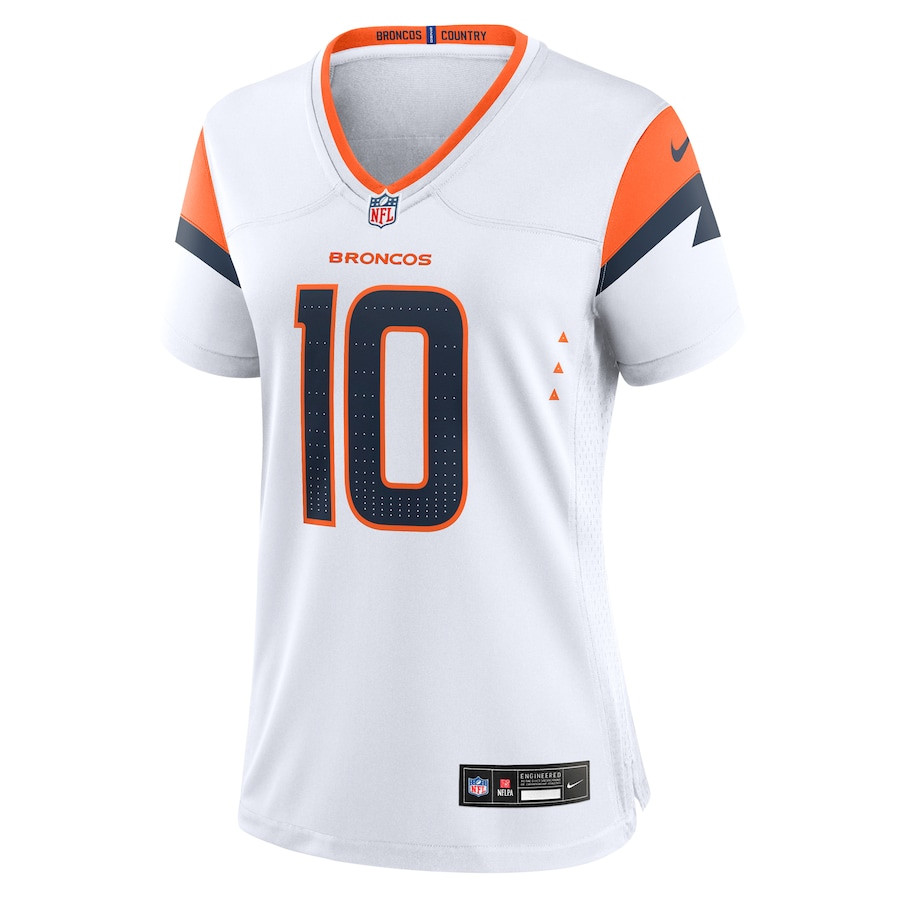 Alternative view of Bo Nix 10 Denver Broncos Women's Game Jersey - White JS8493 nicesnker