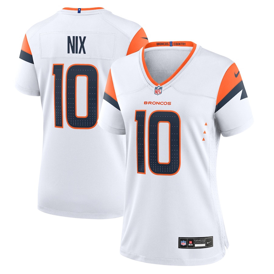 Bo Nix 10 Denver Broncos Women's Game Jersey - White JS8493 nicesnker