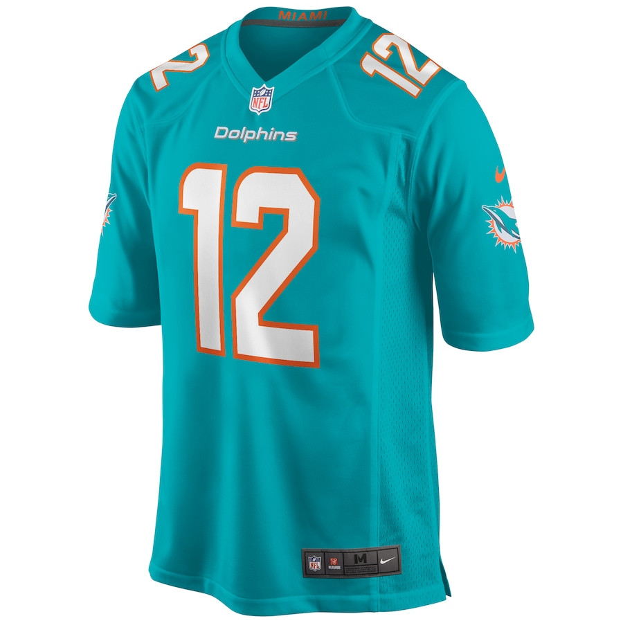 Alternative view of Bob Griese 12 Miami Dolphins Men Game Retired Jersey - Aqua JS8010 nicesnker