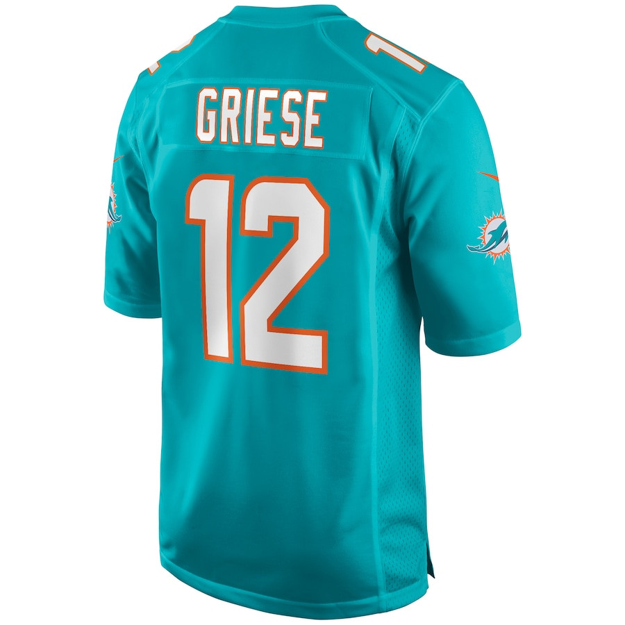 Bob Griese 12 Miami Dolphins Men Game Retired Jersey - Aqua JS8010 nicesnker - Image 3