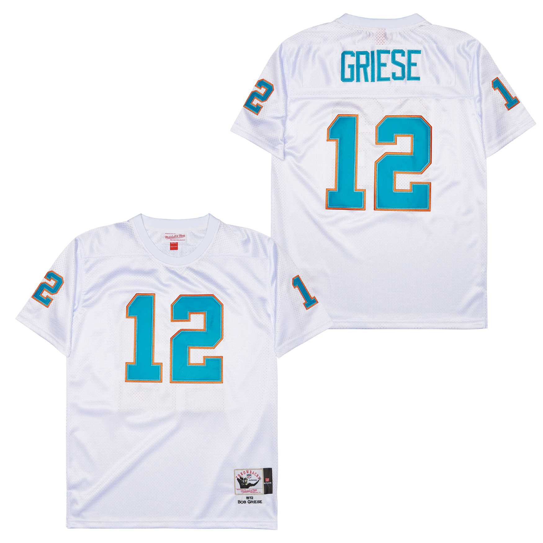 Bob Griese 12 Miami Dolphins Retro Throwback Men Jersey - White JS1935 nicesnker