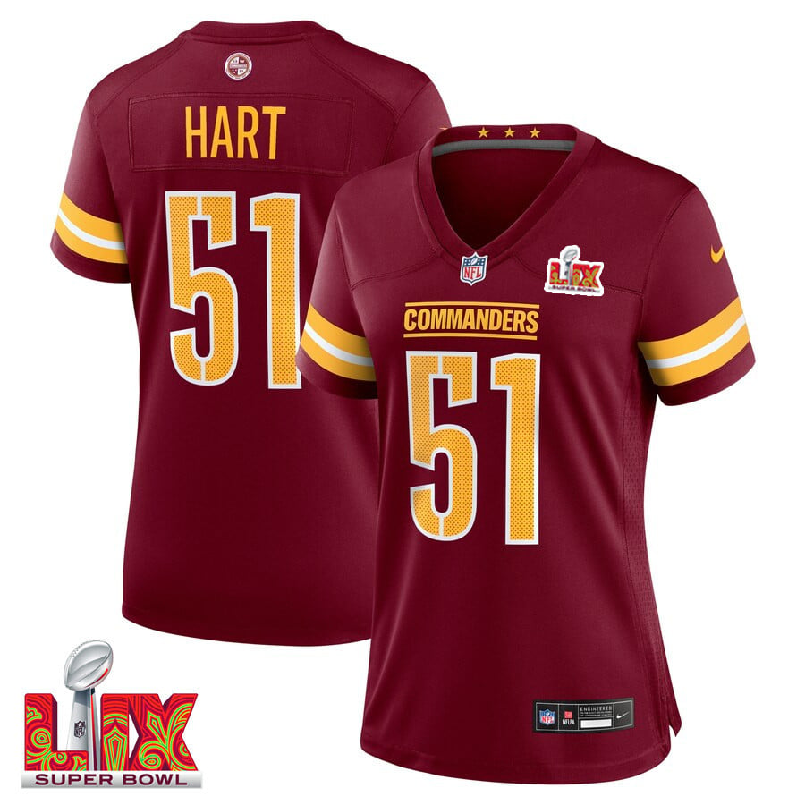 Bobby Hart #51 Washington Commanders Super Bowl LIX Women's Jersey - Burgundy JS7840 nicesnker