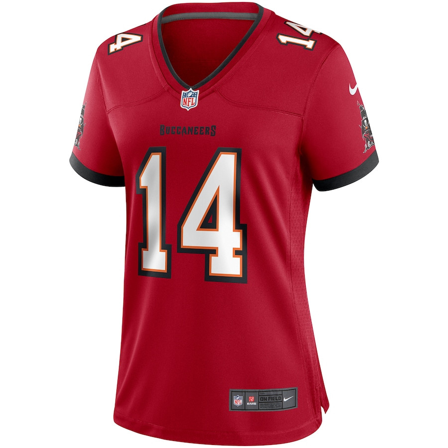 Alternative view of Brad Johnson 14 Tampa Bay Buccaneers Women Game Retired Jersey - Red JS5275 nicesnker