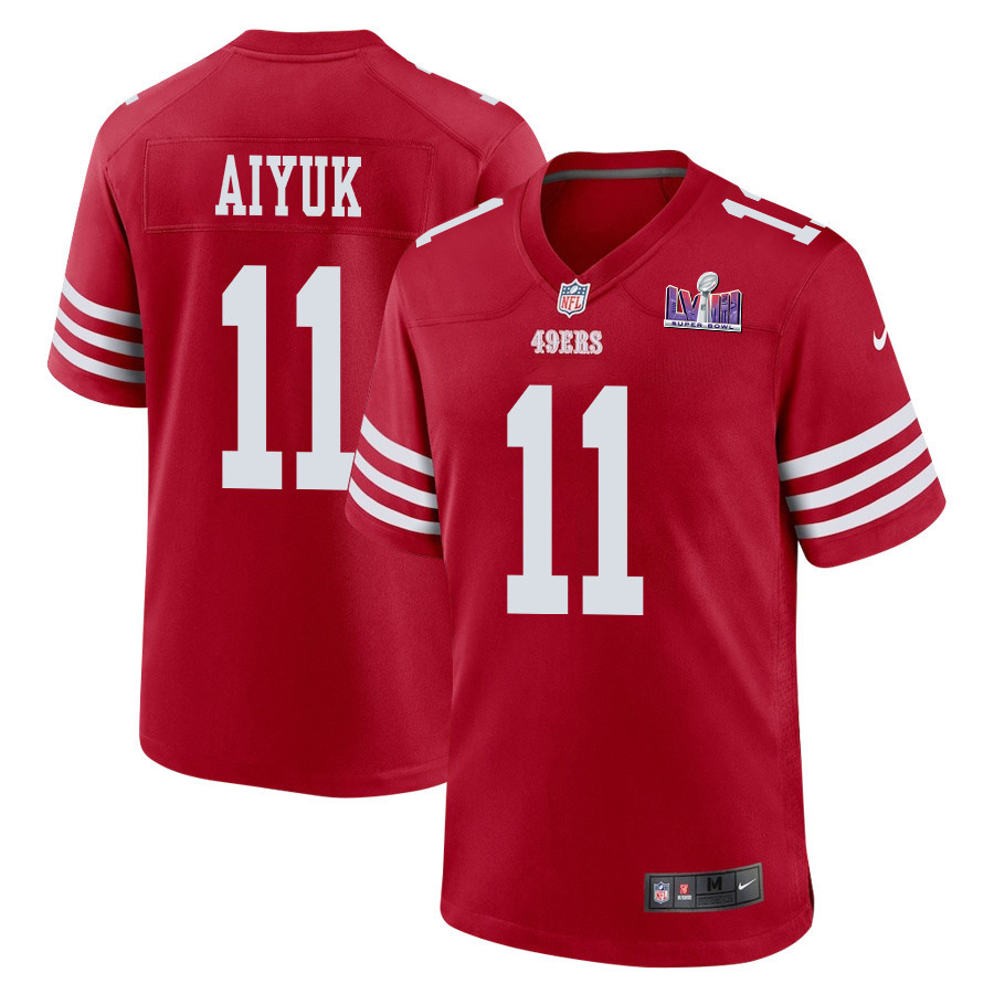 Brandon Aiyuk 11 San Francisco 49ers Super Bowl LVIII Patch Game Men Jersey - Scarlet JS7552 nicesnker