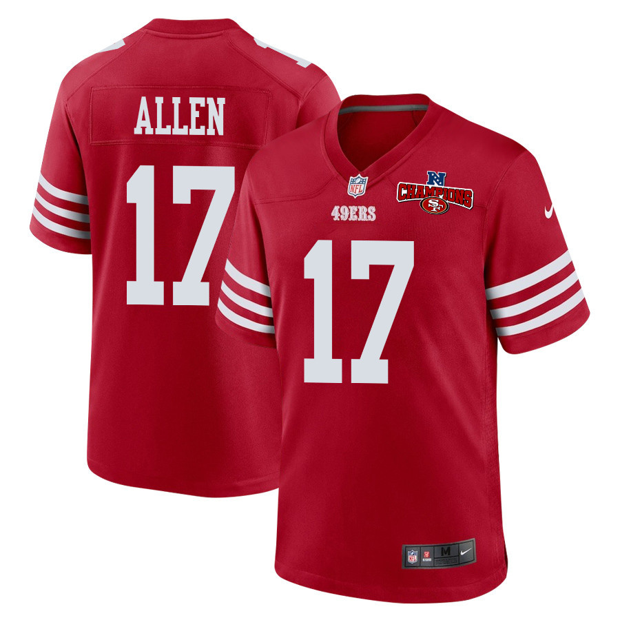 Brandon Allen 17 San Francisco 49ers NFC Champions Patch Game Men Jersey - Scarlet JS3689 nicesnker