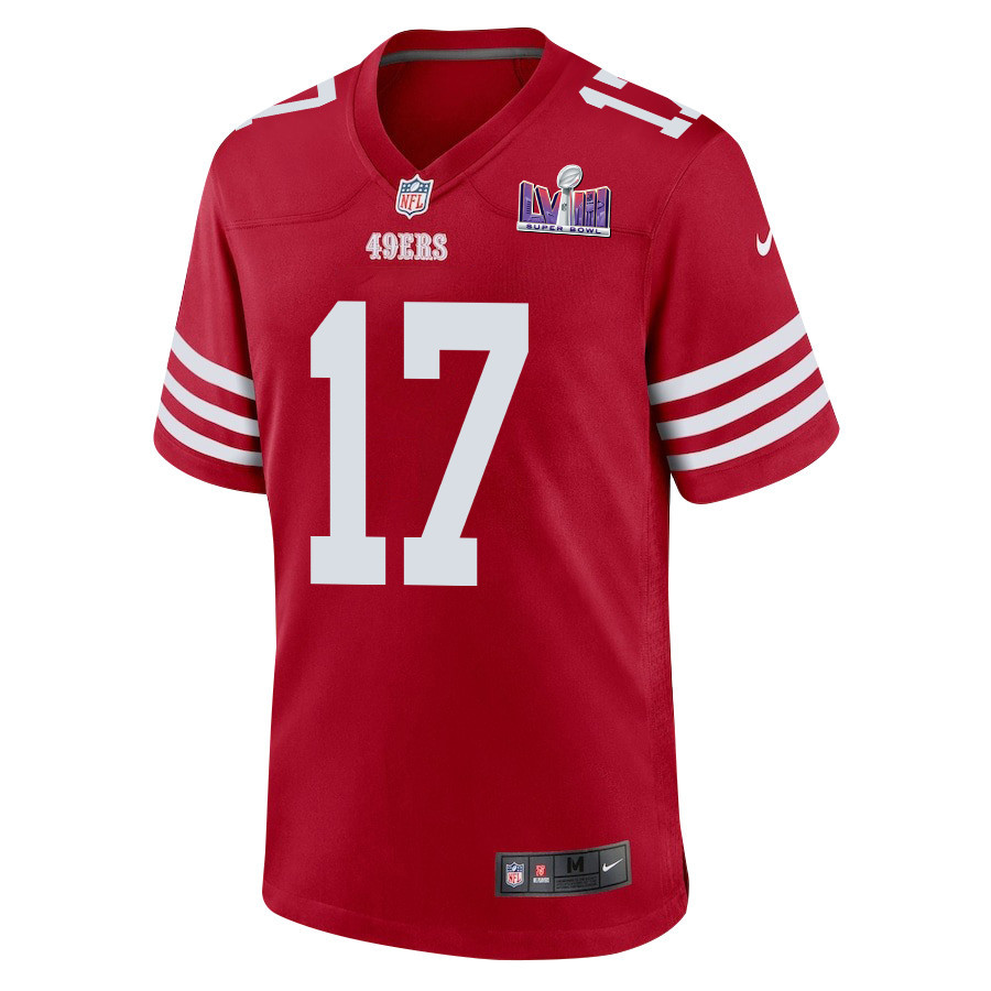Alternative view of Brandon Allen 17 San Francisco 49ers Super Bowl LVIII Patch Game Men Jersey - Scarlet JS3908 nicesnker