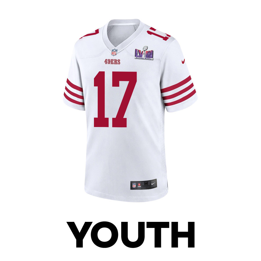 Alternative view of Brandon Allen 17 San Francisco 49ers Super Bowl LVIII Patch Game YOUTH Jersey - White JS1568 nicesnker