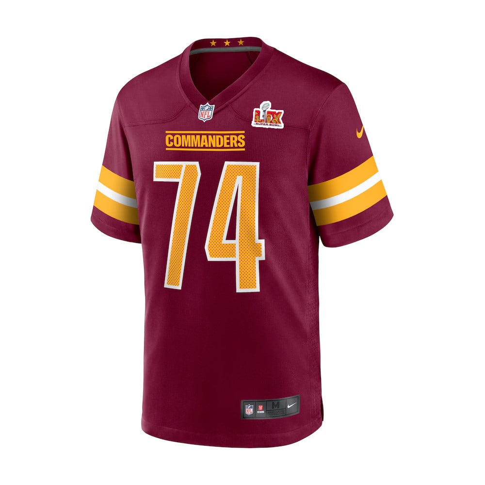 Alternative view of Brandon Coleman #74 Washington Commanders Super Bowl LIX Youth Jersey - Burgundy JS8949 nicesnker