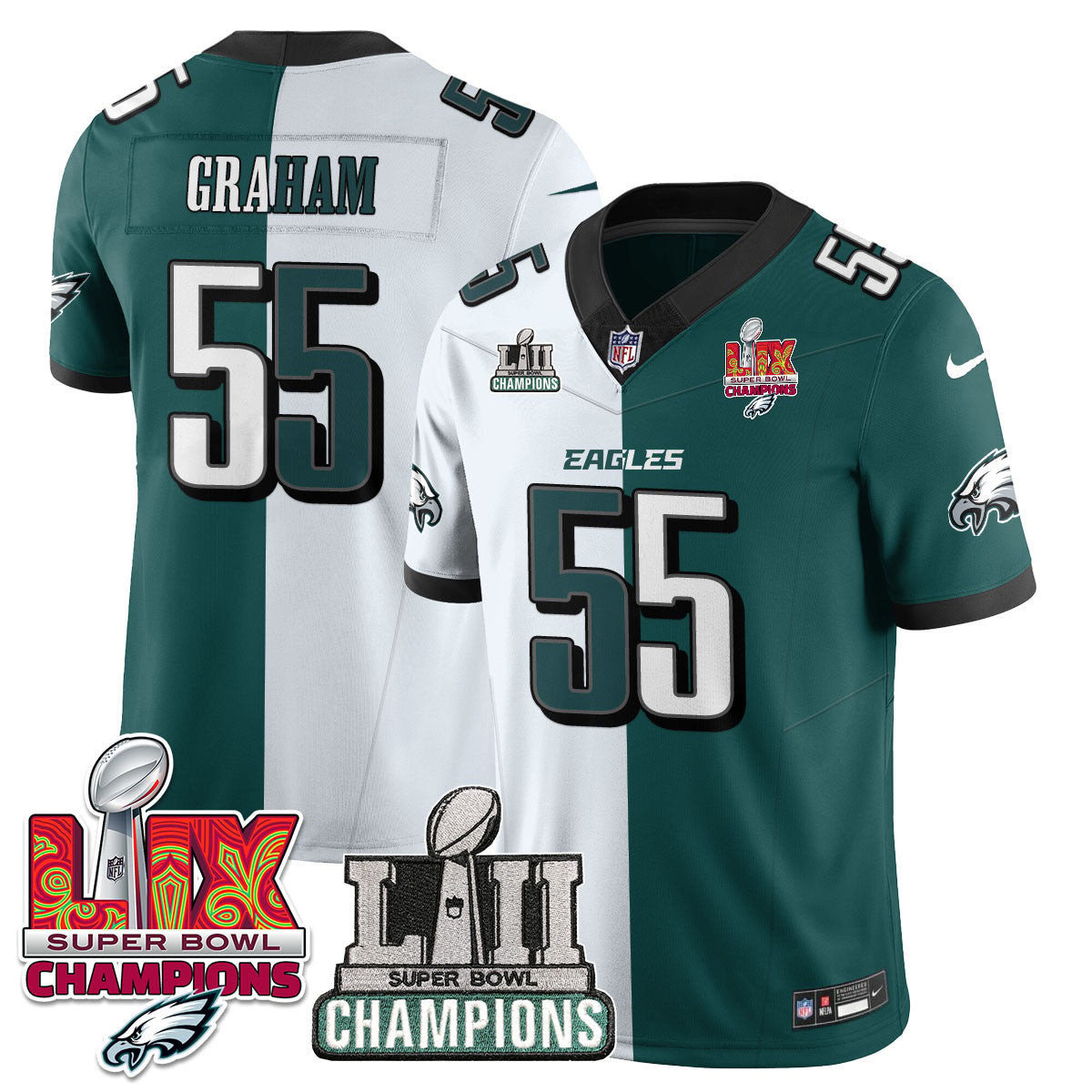 Brandon Graham 55 Philadelphia Eagles LII-LIX Super Bowl Champions Vapor Limited Jersey - Split JS5421 nicesnker