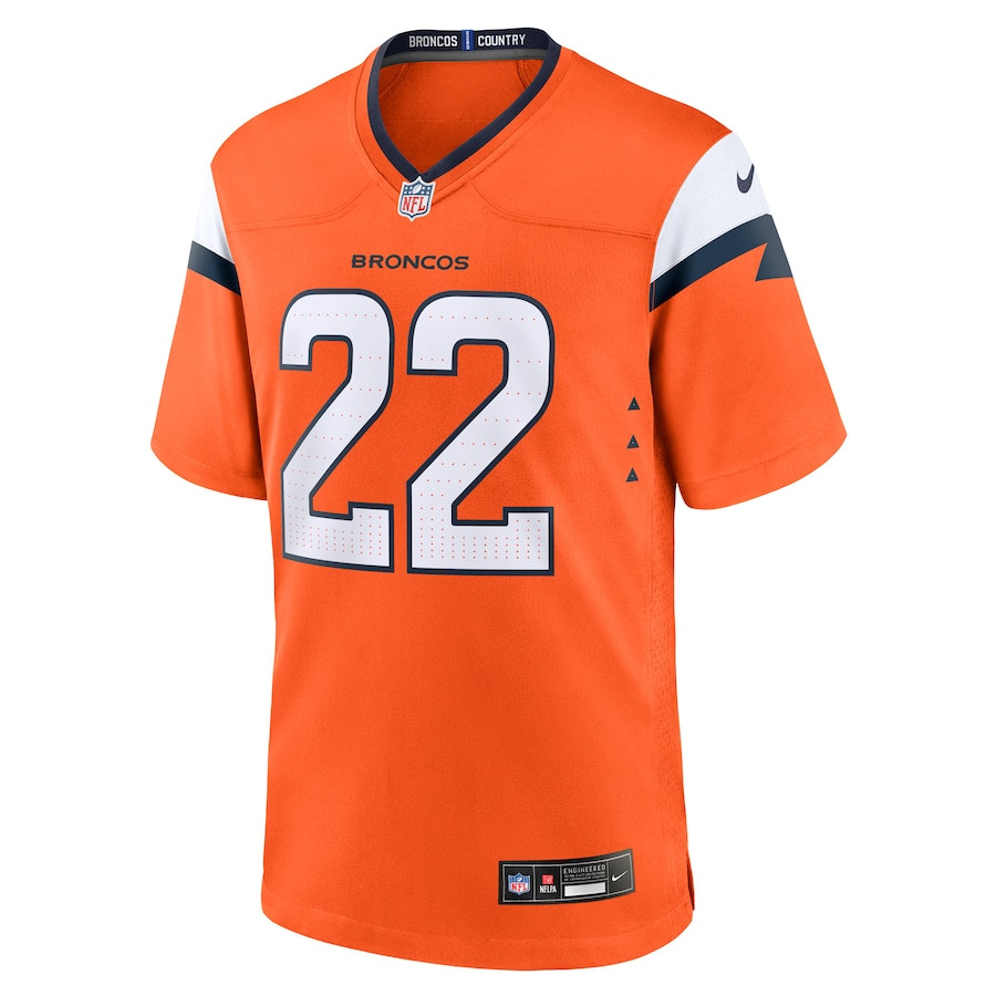 Alternative view of Brandon Jones 22 Denver Broncos Team Game Men Jersey - Orange JS9554 nicesnker