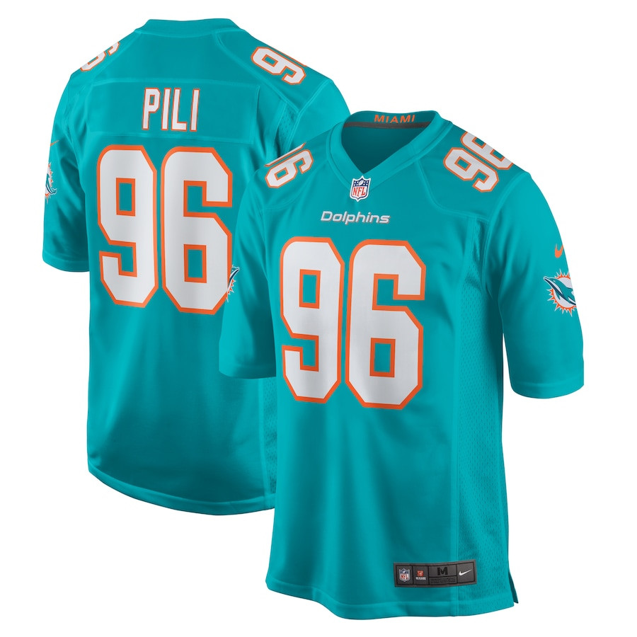 Brandon Pili 96 Miami Dolphins Game Men Jersey - Aqua JS6626 nicesnker