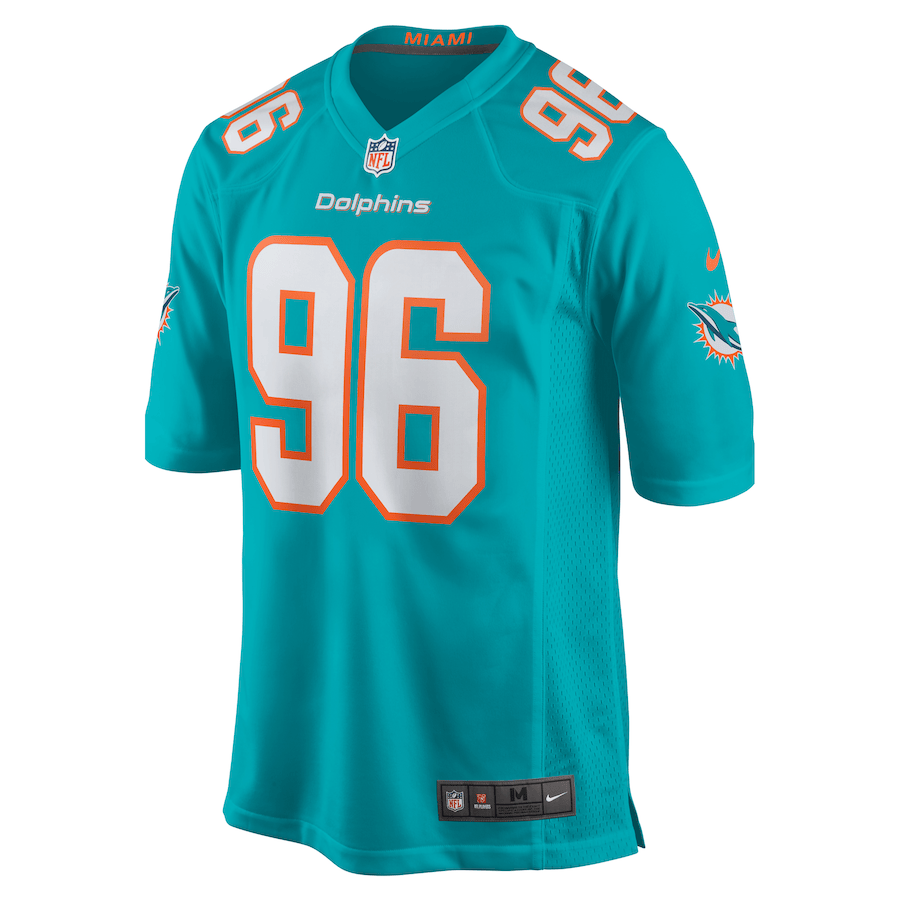 Alternative view of Brandon Pili 96 Miami Dolphins Game Men Jersey - Aqua JS6626 nicesnker