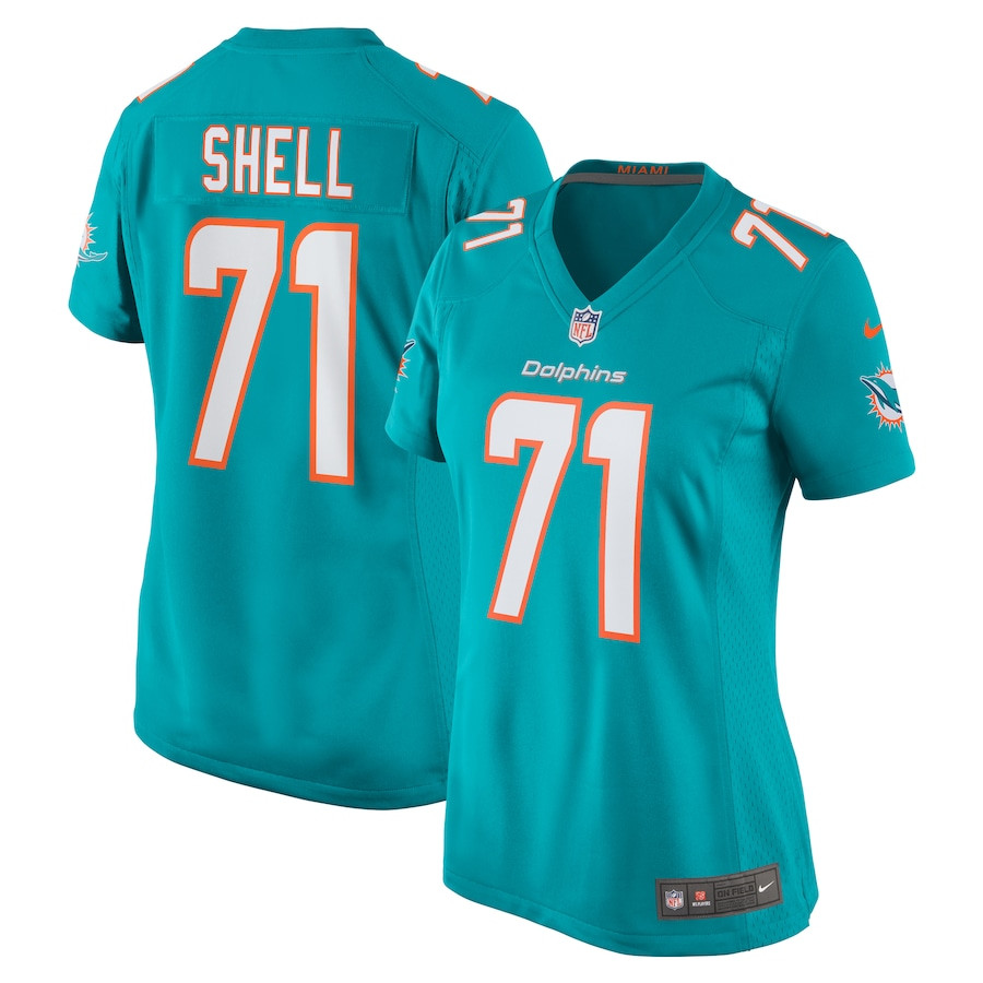 Brandon Shell 71 Miami Dolphins Women Home Game Jersey - Aqua JS9498 nicesnker
