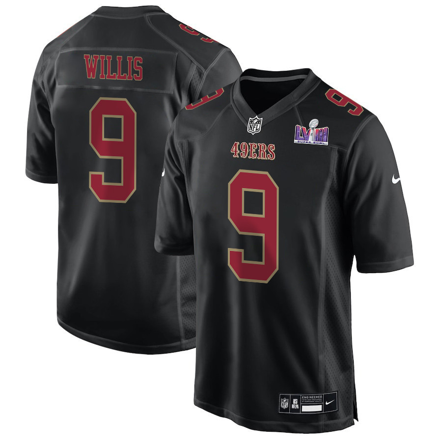 Brayden Willis 9 San Francisco 49ers Super Bowl LVIII Patch Fashion Game Men Jersey - Carbon Black JS1613 nicesnker