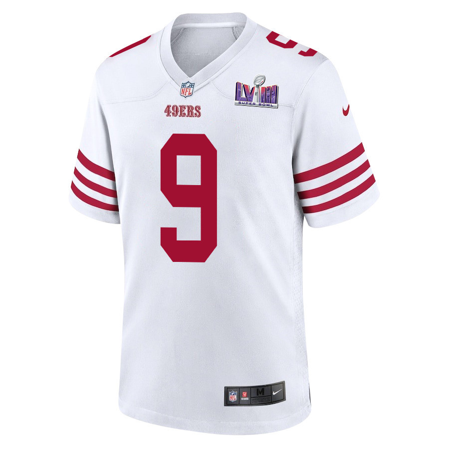 Alternative view of Brayden Willis 9 San Francisco 49ers Super Bowl LVIII Patch Game Men Jersey - White JS4621 nicesnker
