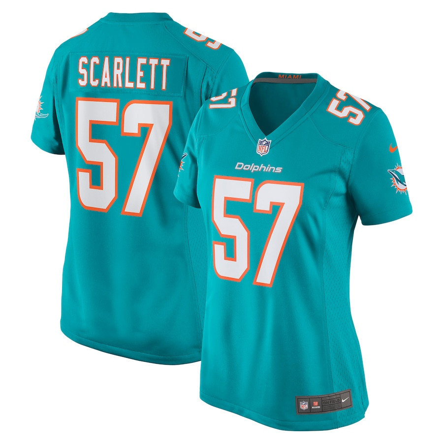 Brennan Scarlett 57 Miami Dolphins Women Game Jersey - Aqua JS6875 nicesnker