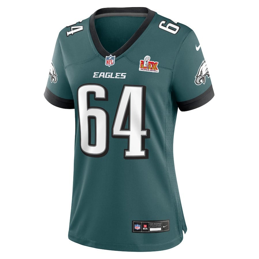 Alternative view of Brett Toth #64 Philadelphia Eagles Super Bowl LIX Women's Jersey - Midnight Green JS1368 nicesnker