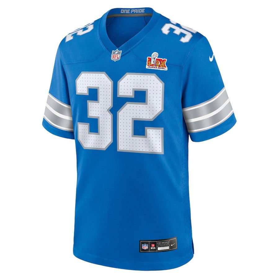Alternative view of Brian Branch #32 Detroit Lions Super Bowl LIX Jersey - Men's - Blue JS7099 nicesnker