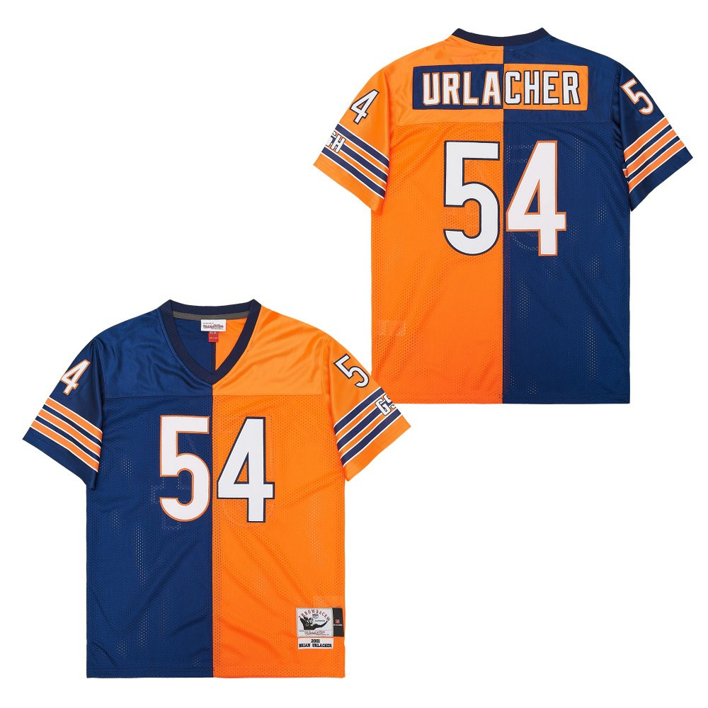 Brian Urlacher 54 Chicago Bears Two-Toned Retro Throwback Men Jersey - Orange/Navy JS2035 nicesnker