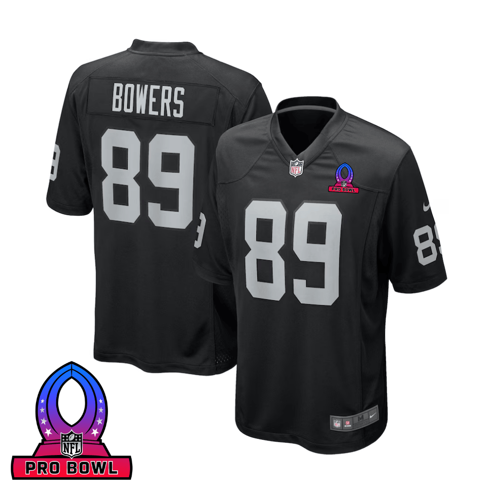 Brock Bowers 89 Las Vegas Raiders 2025 Pro Bowl Patch Game Men Jersey - Black JS4316 nicesnker