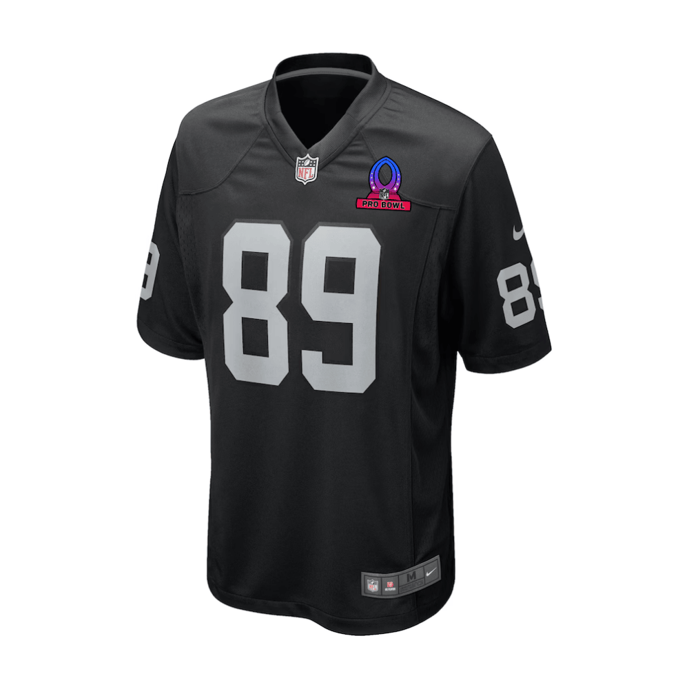 Alternative view of Brock Bowers 89 Las Vegas Raiders 2025 Pro Bowl Patch Game Men Jersey - Black JS4316 nicesnker