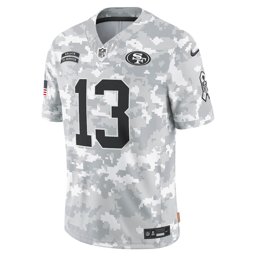 Alternative view of Brock Purdy 13 San Francisco 49ers 2024 Salute to Service Limited Men Jersey - Arctic Camo JS3925 nicesnker
