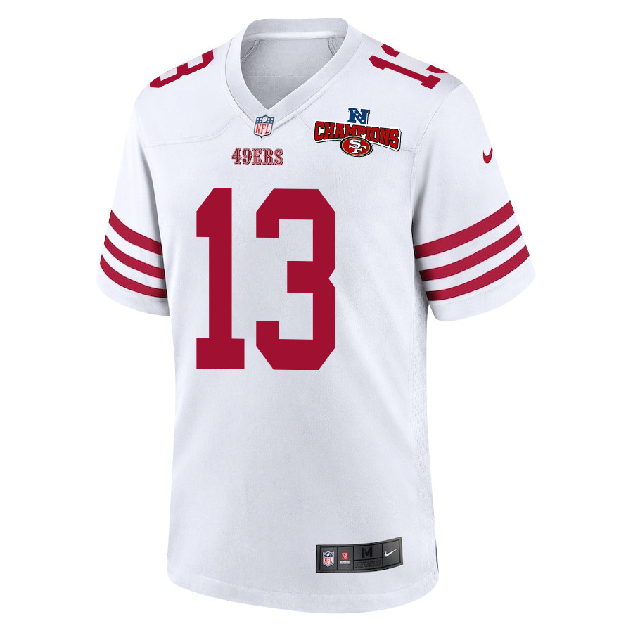 Alternative view of Brock Purdy 13 San Francisco 49ers NFC Champions Patch Game Men Jersey - White JS4887 nicesnker