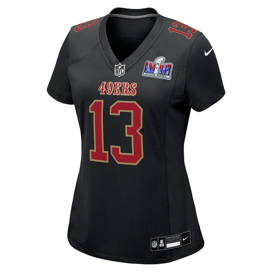 Alternative view of Brock Purdy 13 San Francisco 49ers Super Bowl LVIII Fashion Game Women Jersey - Carbon Black JS1765 nicesnker