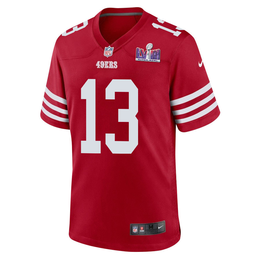 Alternative view of Brock Purdy 13 San Francisco 49ers Super Bowl LVIII Patch Game Men Jersey - Scarlet JS8218 nicesnker