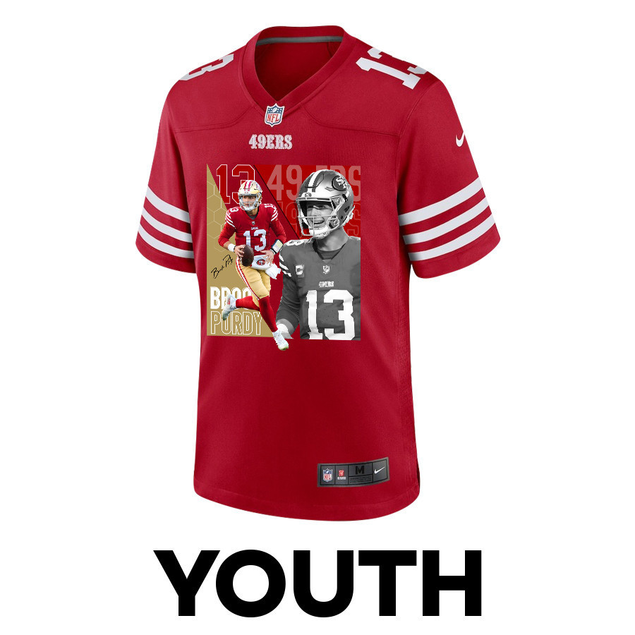 Alternative view of Brock Purdy 13 San Francisco 49ers The Son of Steel Game YOUTH Jersey - Scarlet JS9610 nicesnker