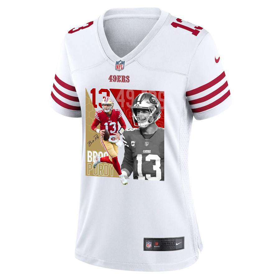 Alternative view of Brock Purdy 13 San Francisco 49ers The Son of Steel Women Game Jersey - White JS8035 nicesnker