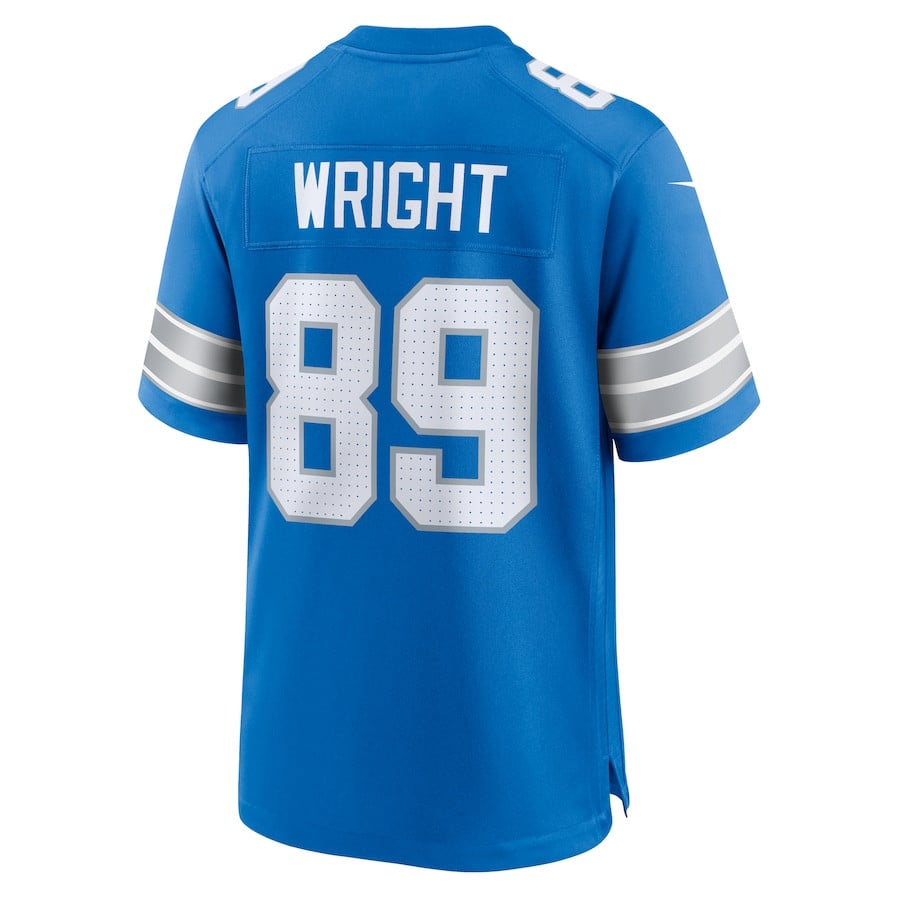 Brock Wright 89 Detroit Lions Team Game Men Jersey - Blue JS6469 nicesnker - Image 3