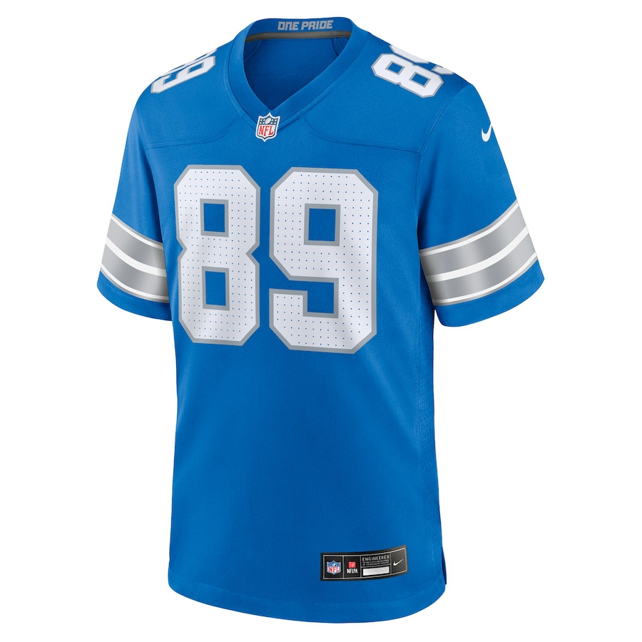 Alternative view of Brock Wright 89 Detroit Lions Team Game Men Jersey - Blue JS6469 nicesnker