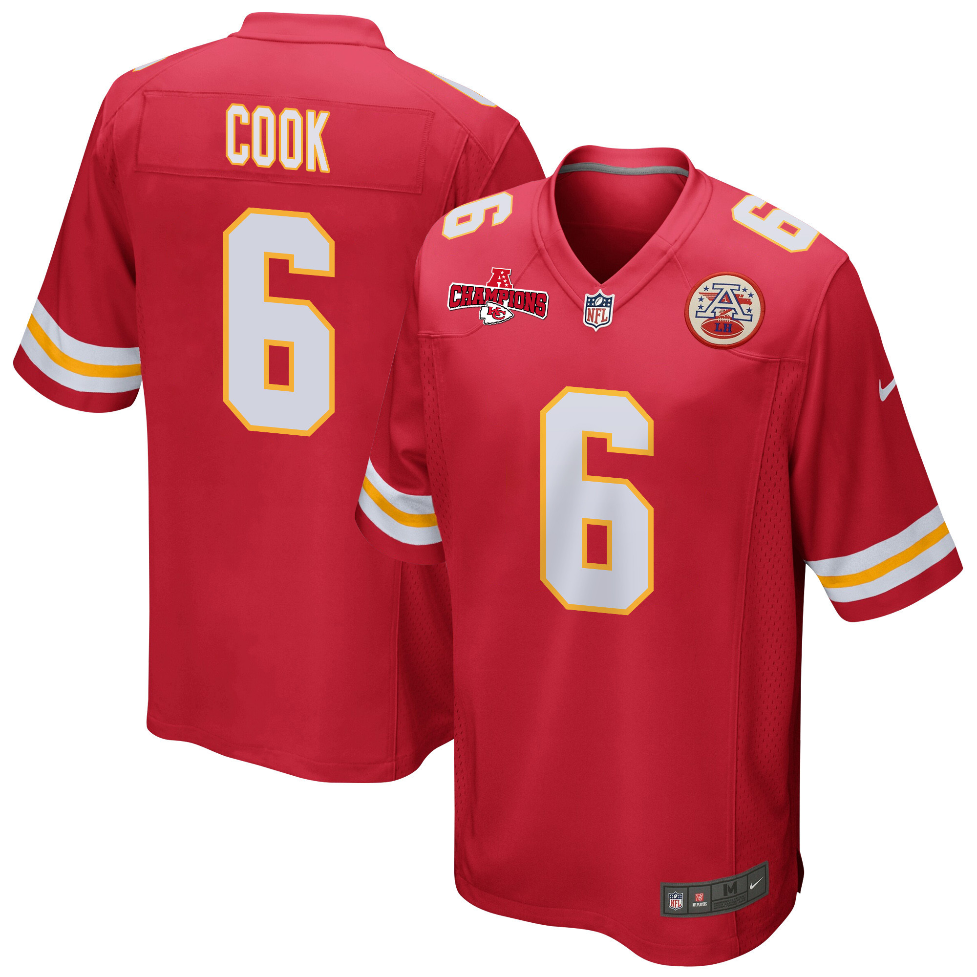 Bryan Cook 6 Kansas City Chiefs AFC Champions Patch Game Men Jersey - Red JS3301 nicesnker