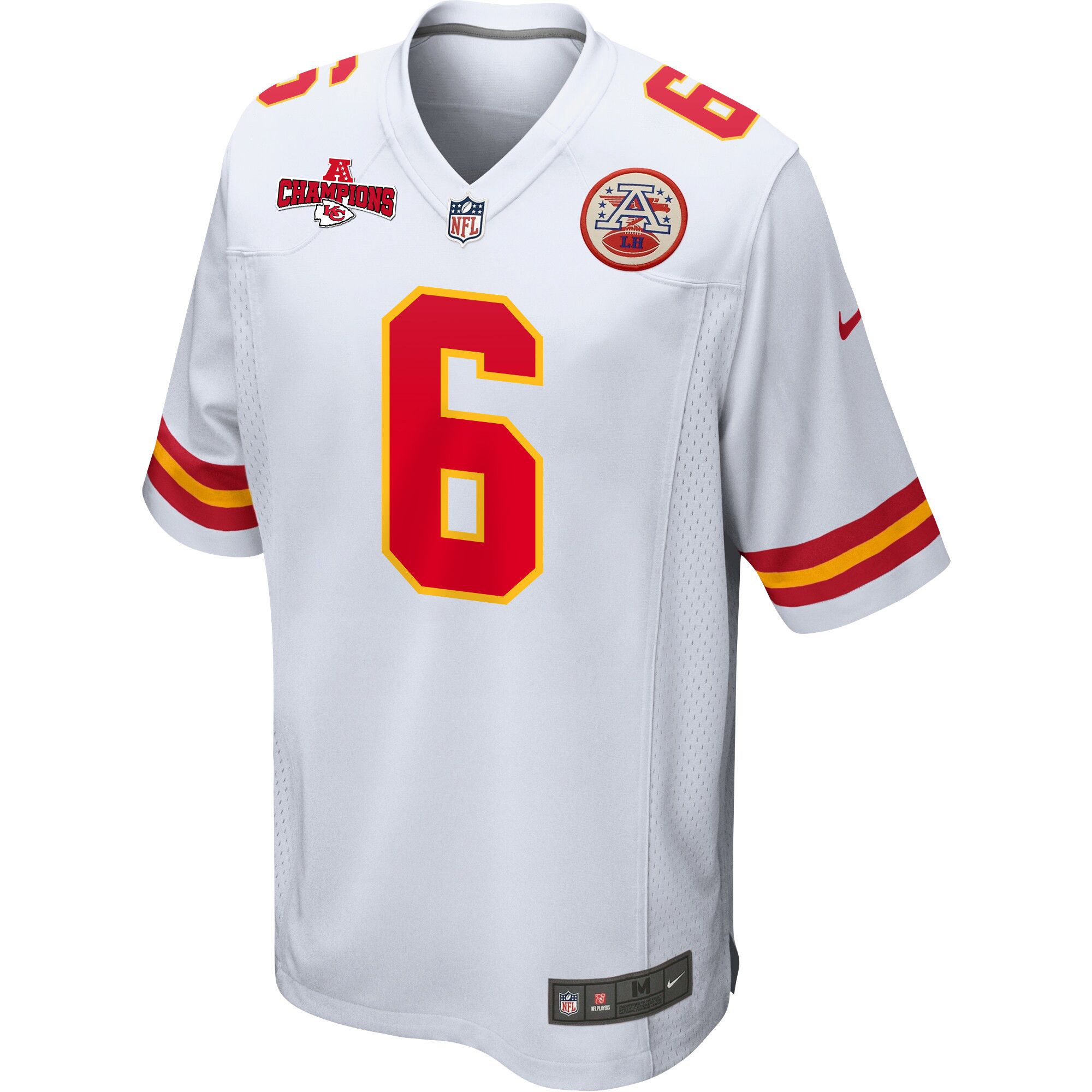 Alternative view of Bryan Cook 6 Kansas City Chiefs AFC Champions Patch Game Men Jersey - White JS5366 nicesnker