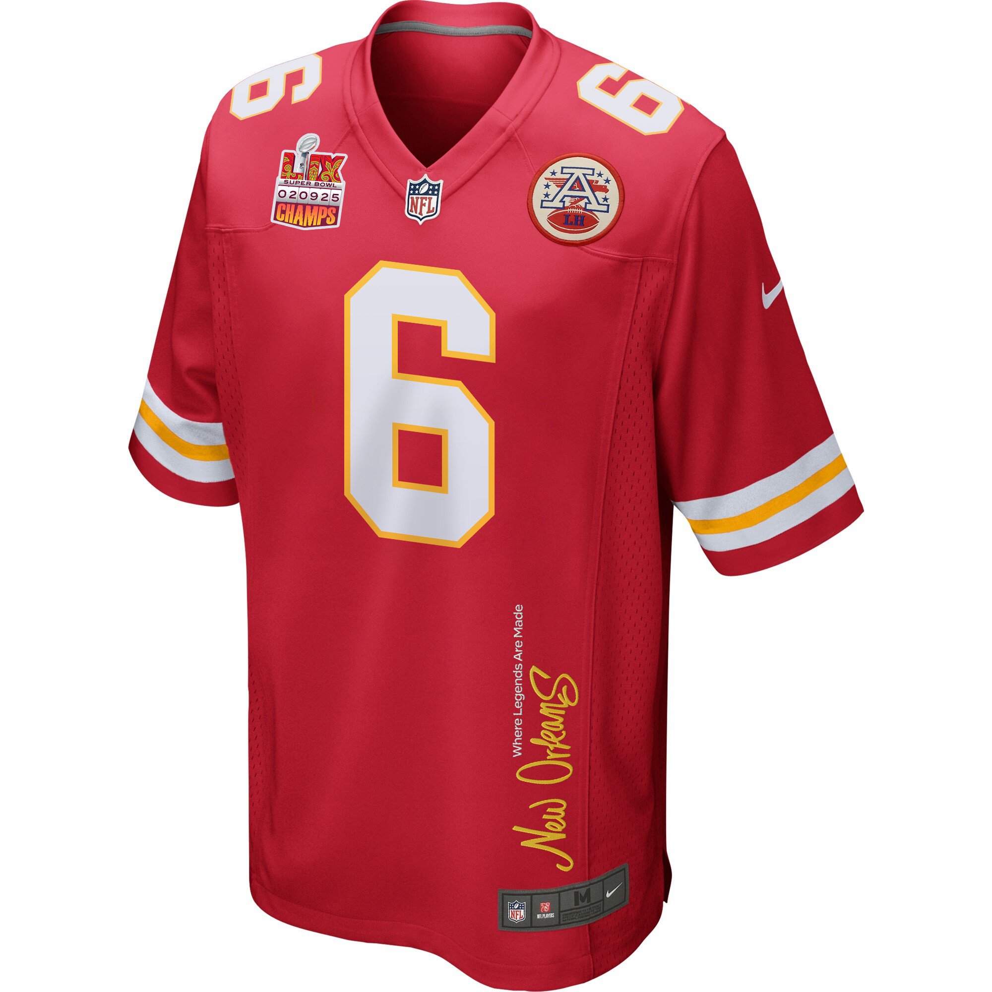 Bryan Cook 6 Kansas City Chiefs Super Bowl LIX Champions Patch 'New Orleans - Where Legends Are Made' EMBROIDERED Game Men Jersey - Red JS6075 nicesnker - Image 3