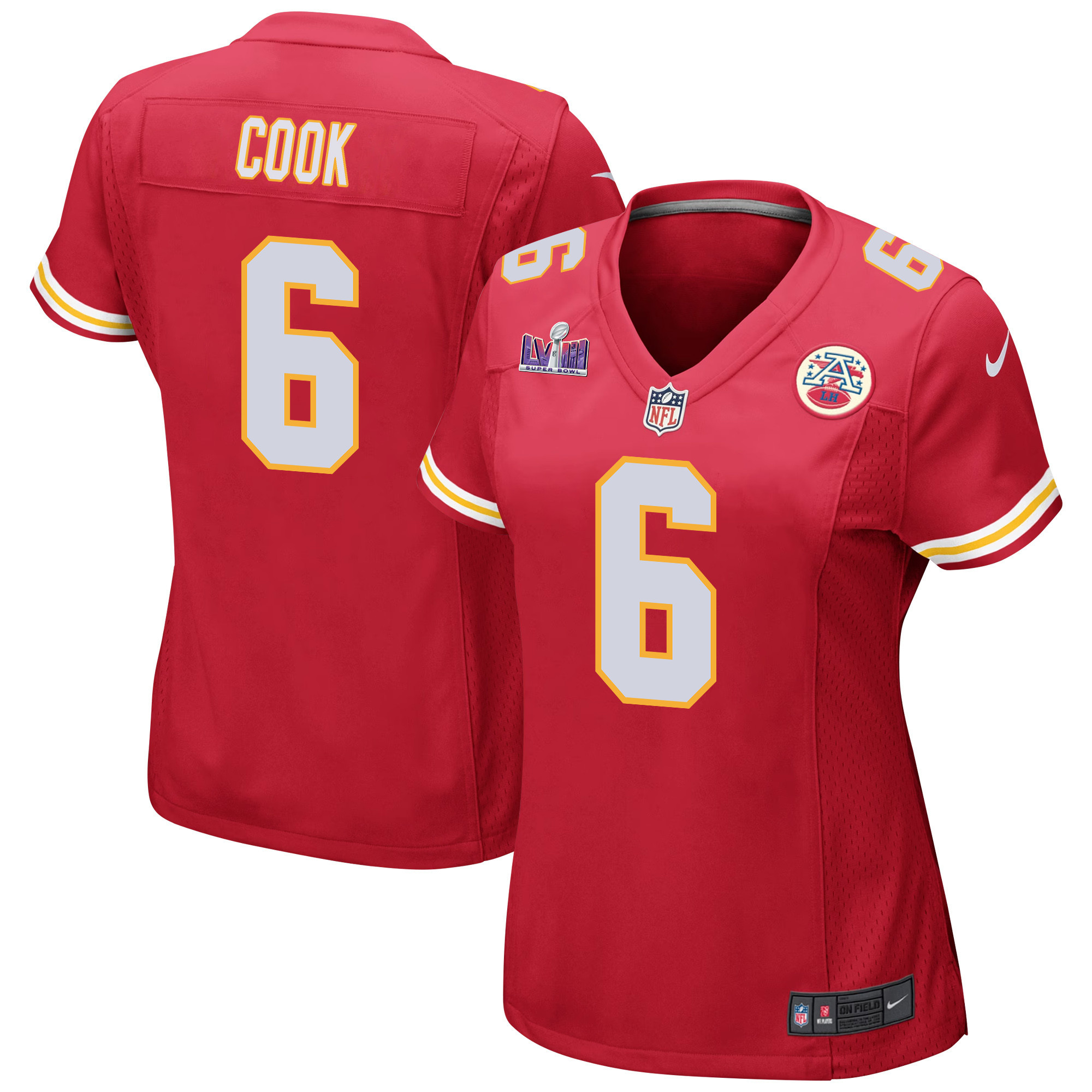 Bryan Cook 6 Kansas City Chiefs Super Bowl LVIII Patch Game Women Jersey - Red JS1267 nicesnker