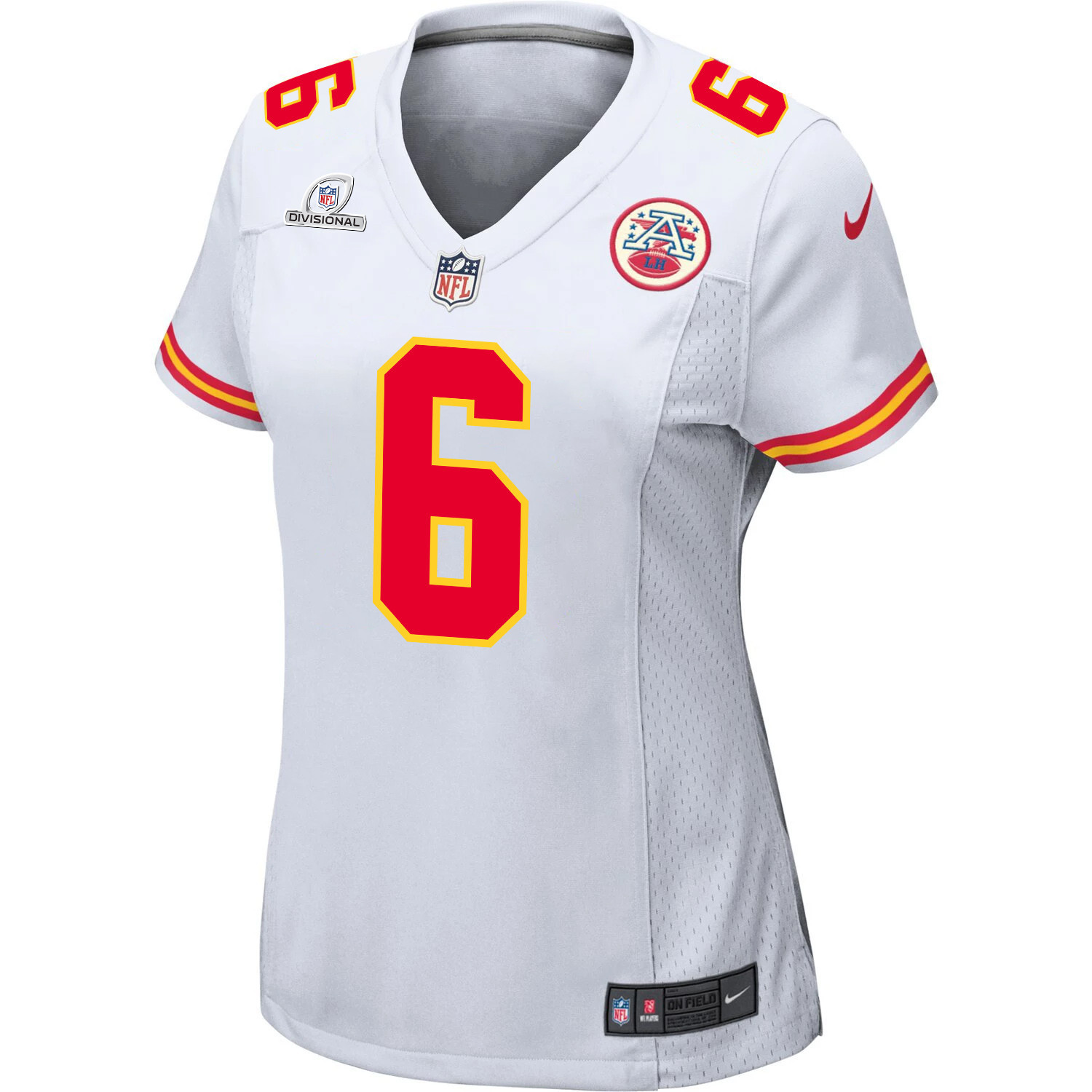 Alternative view of Bryan Cook 6 Kansas City Chiefs Super Bowl LVIII Patch Game Women Jersey - White JS9496 nicesnker