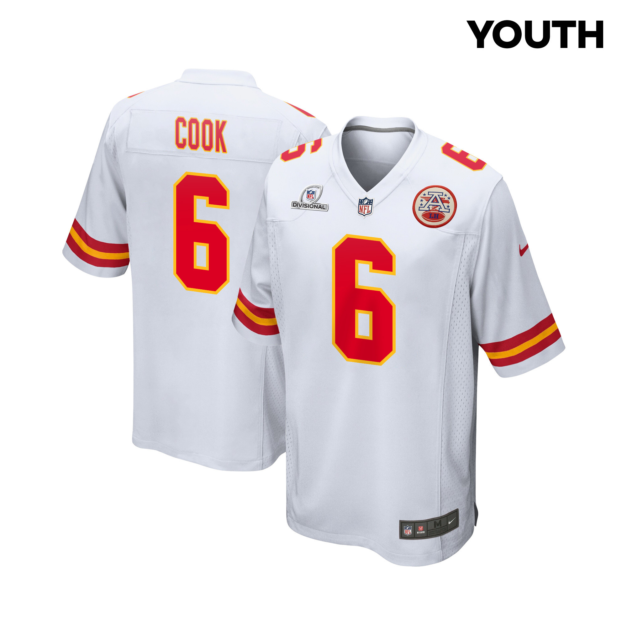 Bryan Cook 6 Kansas City Chiefs Super Bowl LVIII Patch Game YOUTH Jersey - White JS7041 nicesnker