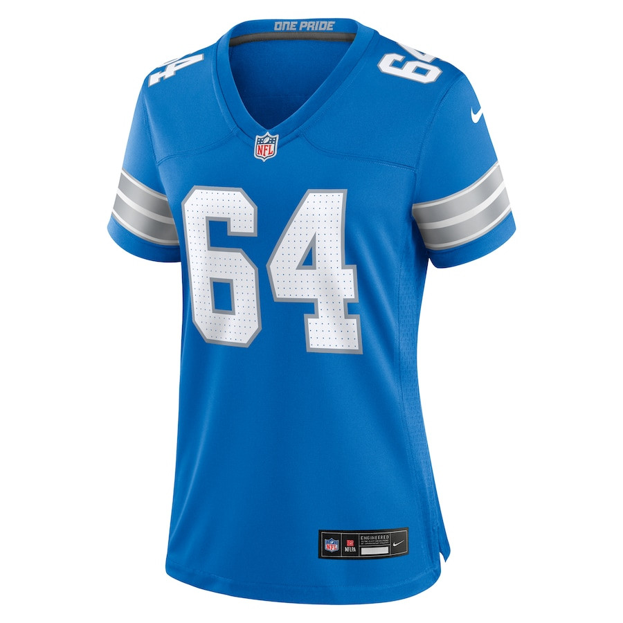 Alternative view of Bryan Hudson 64 Detroit Lions Women's Game Jersey - Blue JS7176 nicesnker